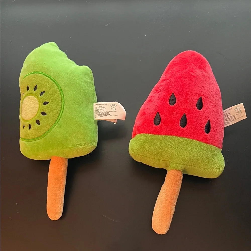 Kiwi and Watermelon Plush Dog Toys
